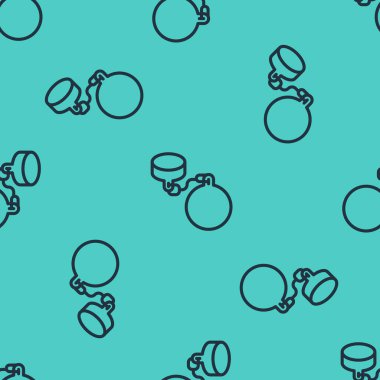 Zincirli ikon üzerindeki siyah çizgi topu yeşil arka planda izole edilmiş pürüzsüz desen. Vektör