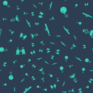 Denizaltı, bomba patlamaya hazır, dürbün ve asker mezarını kusursuz bir şekilde hazırlayın. Vektör