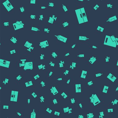 Sos şişesi, buzdolabı, mutfak kıyma makinesi, kesme tahtası ve helikopteri kusursuz bir şekilde hazırlayın. Vektör