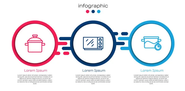 Régler la casserole de cuisson, four micro-ondes et. Modèle d'infographie d'entreprise. Vecteur — Image vectorielle