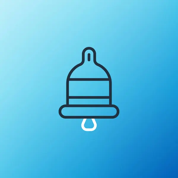 Ligne Sonnerie d'alarme icône cloche isolée sur fond bleu. Système d'alarme incendie. Cloche de service, panneau de cloche, symbole de notification. Concept de contour coloré. Vecteur — Image vectorielle