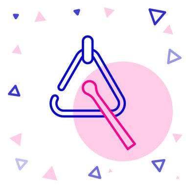 Çizgi Üçgeni müzik aleti simgesi beyaz arkaplanda izole edildi. Renkli taslak konsepti. Vektör