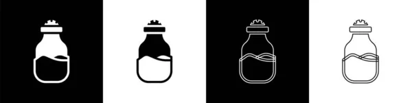 Tata Spice dalam ikon dapat diisolasi pada latar belakang hitam dan putih. Koleksi bumbu. Rempah-rempah, bumbu dalam kaleng kaca. Vektor - Stok Vektor