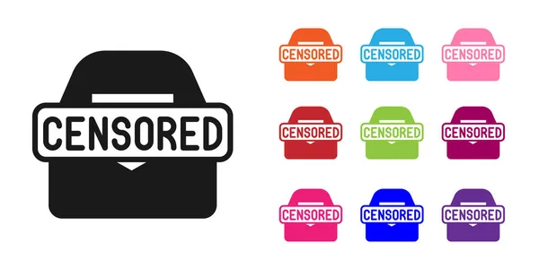 Icône de timbre censuré noir isolé sur fond blanc. Définir des icônes colorées. Vecteur — Image vectorielle