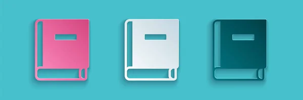 Papiergeschnittenes Wissenschaftsbuch-Symbol isoliert auf blauem Hintergrund. Papierkunst. Vektor — Stockvektor