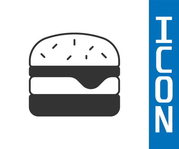 Graues Burger-Symbol isoliert auf weißem Hintergrund. Hamburger Ikone. Cheeseburger Sandwich-Schild. Fast Food Menü. Vektor — Stockvektor