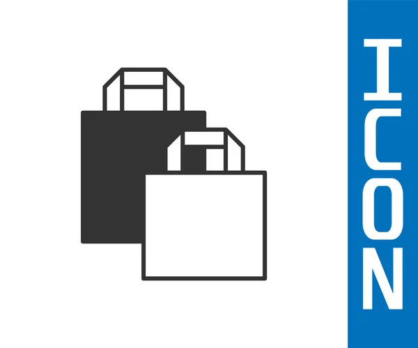 Shopping bag icona in carta grigia isolata su sfondo bianco. Un cartello. Vettore — Vettoriale Stock