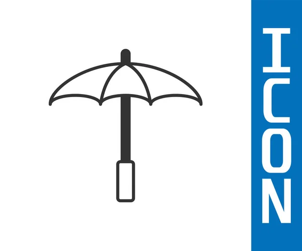 Szary parasol ochronny na ikonę plaży odizolowany na białym tle. Duży parasol do przestrzeni zewnętrznej. Parasol plażowy. Wektor — Wektor stockowy