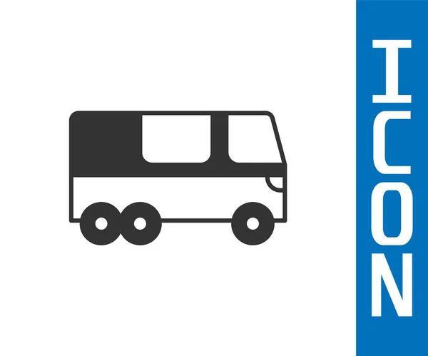Grijze bus pictogram geïsoleerd op witte achtergrond. Transportconcept. Busvervoer. Toerisme of symbool van een openbaar voertuig. Vector — Stockvector