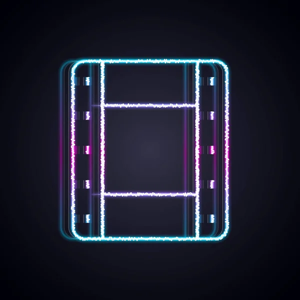 Glödande neon line Spela Video ikonen isolerad på svart bakgrund. Filmskylt. Vektor — Stock vektor