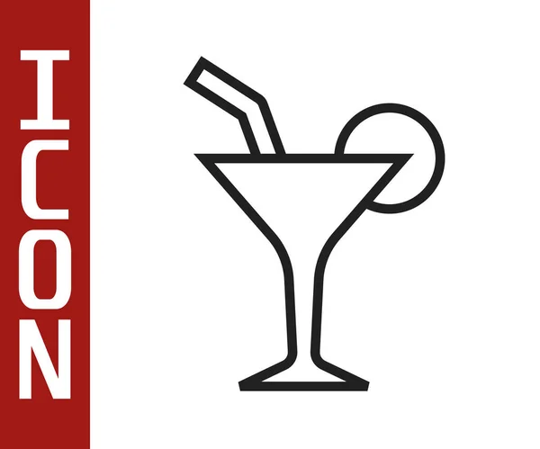 Schwarze Linie Cocktail und Alkoholgetränk Symbol isoliert auf weißem Hintergrund. Vektor — Stockvektor