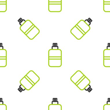 Çizgi parfüm ikonu beyaz arkaplanda izole edilmiş kusursuz desen. Vektör.