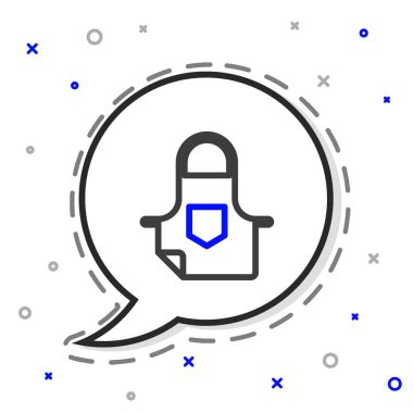 Line Kitchen önlük simgesi beyaz arkaplanda izole edildi. Yemek pişirmek için şef üniforması. Renkli taslak konsepti. Vektör