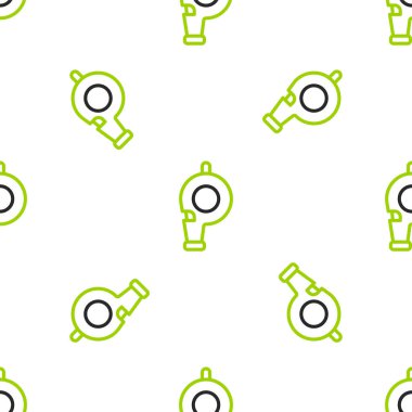 Line Whistle simgesi beyaz arkaplanda izole edilmiş kusursuz desen. Hakem sembolü. Spor ve spor burcu. Vektör