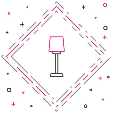 Çizgi Masa Lambası simgesi beyaz arkaplanda izole edildi. Renkli taslak konsepti. Vektör