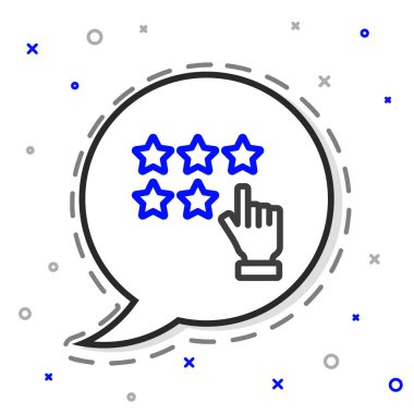 Beşinci Satır: Müşteri Ürün Değerlendirme simgesi beyaz arkaplanda izole edildi. Favori, en iyi derecelendirme, ödül sembolü. Renkli taslak konsepti. Vektör