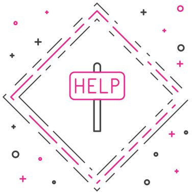 Beyaz arkaplanda izole edilmiş yardım metni simgesi isteyin. Renkli taslak konsepti. Vektör