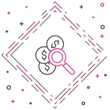 Satır Arama para simgesi beyaz arka planda izole. Renkli taslak konsepti. Vektör