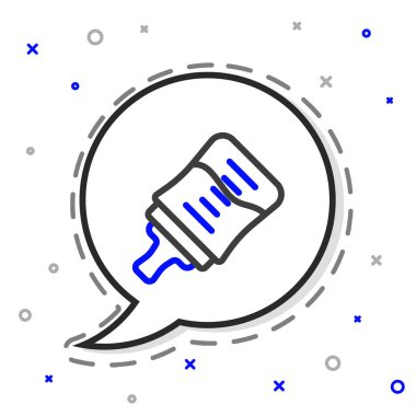 Çizgi Bebek şişe simgesi beyaz arka planda izole edildi. Beslenme şişesi simgesi. Süt şişesi tabelası. Renkli taslak konsepti. Vektör