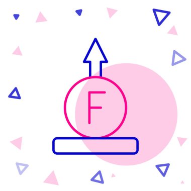 Fizik formülünün çizgi gücü hesaplama simgesi beyaz arkaplanda izole edildi. Renkli taslak konsepti. Vektör