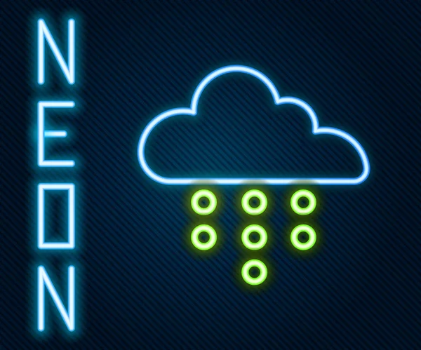 Glowing Neon Line Cloud Rain Icon Isolated Black Background Rain — Stock Vector