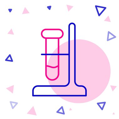 Çizgi Cam test tüpü beyaz arkaplanda izole edilmiş ikon üzerinde. Laboratuvar ekipmanları. Renkli taslak konsepti. Vektör