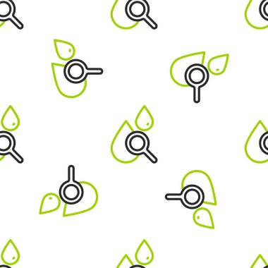 Damla ve büyüteç simgesi beyaz arka planda izole edilmiş kusursuz desen. Vektör