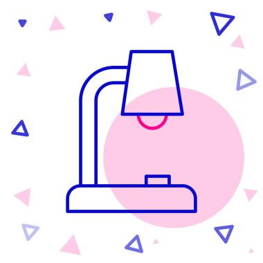 Çizgi Masa Lambası simgesi beyaz arkaplanda izole edildi. Renkli taslak konsepti. Vektör