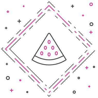 Çizgi karpuz simgesi beyaz arkaplanda izole edildi. Renkli taslak konsepti. Vektör