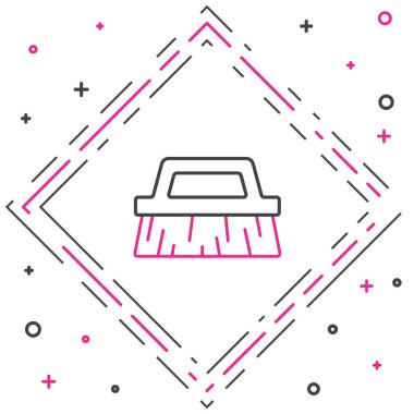 Temizleme simgesi için çizgi fırçası beyaz arkaplanda izole edildi. Renkli taslak konsepti. Vektör.