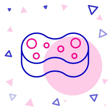 Sünger çizgisi simgesi beyaz arkaplanda izole edildi. Bulaşık yıkamak için bir tutam Bast. Temizlik servisi logosu. Renkli taslak konsepti. Vektör.