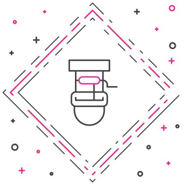 Beyaz arka planda izole edilmiş bir kova ve içme suyu ikonu var. Renkli taslak konsepti. Vektör