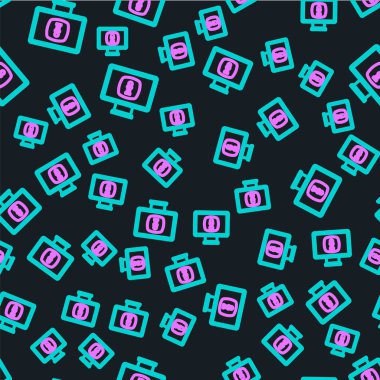 Bilgi simgesine sahip çizgi izleyicisi siyah arkaplanda izole edilmiş kusursuz desen. Vektör