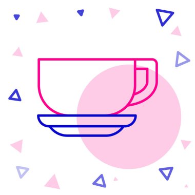 Çizgi kahve fincanı simgesi beyaz arkaplanda izole edilmiş. Çay fincanı. Sıcak içecek kahvesi. Renkli taslak konsepti. Vektör