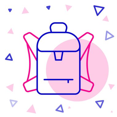 Sırt çantası simgesi beyaz arkaplanda izole edildi. Kamp ve dağ gezisi sırt çantası. Renkli taslak konsepti. Vektör