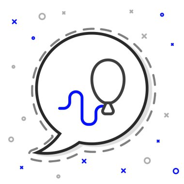 Beyaz zemin üzerinde şerit simgesi olan çizgi balonları. Mutlu Paskalyalar. Renkli taslak konsepti. Vektör