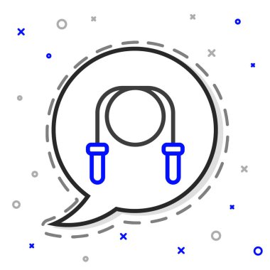 İp atlama simgesi beyaz arkaplanda izole edildi. İp atlıyorum. Spor malzemeleri. Renkli taslak konsepti. Vektör