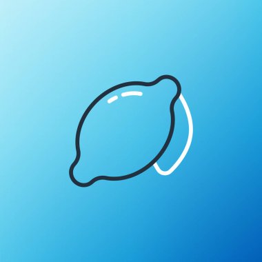 Çizgi Lemon simgesi mavi arkaplanda izole edildi. Renkli taslak konsepti. Vektör