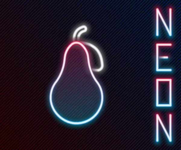 Gloeiende Neon Lijn Peer Pictogram Geïsoleerd Zwarte Achtergrond Fruit Met — Stockvector