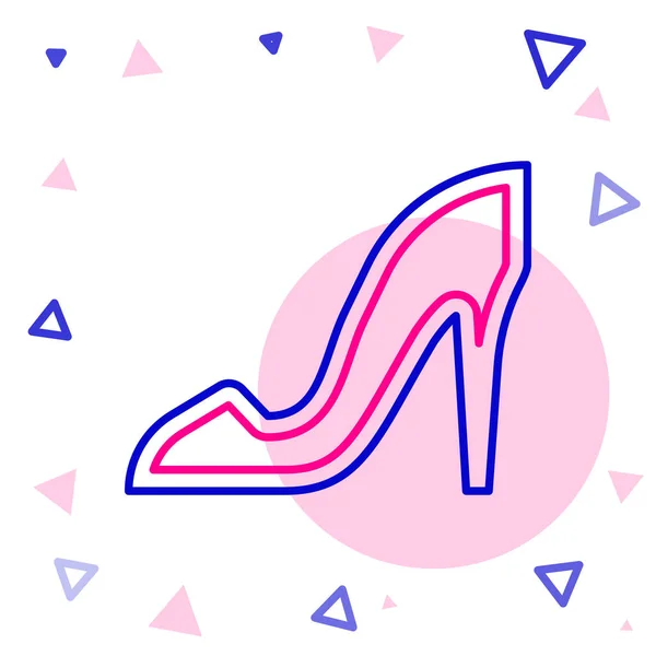Линия Женская Обувь Высоким Каблуком Значок Изолирован Белом Фоне Красочная — стоковый вектор