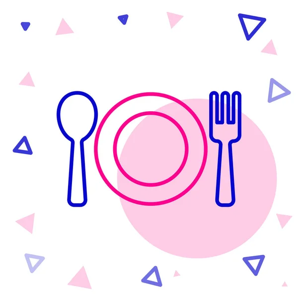 Line Plate Fork Knife Icon Isolated White Background Cutlery Symbol — Stock Vector
