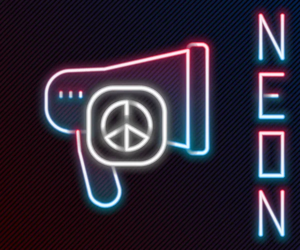 Glödande Neon Line Fred Ikon Isolerad Svart Bakgrund Hippie Symbol — Stock vektor