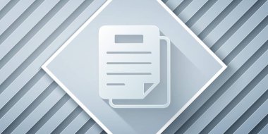 Kağıt kesiği Belge simgesi gri arkaplanda izole edildi. Dosya simgesi. Kontrol listesi simgesi. İş konsepti. Kağıt sanatı tarzı. Vektör.