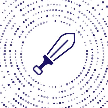 Mavi Kılıç oyuncak simgesi beyaz arkaplanda izole edildi. Soyut çember rastgele noktalar. Vektör