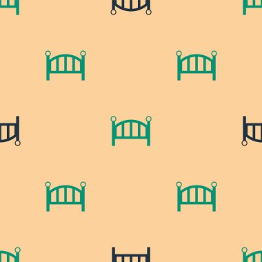 Yeşil ve siyah bebek beşik beşiği ikonu bej arka planda izole edilmiş pürüzsüz desen. Vektör