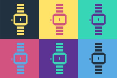 Pop Art Wist saat simgesi renk arkaplanında izole. Kol saati simgesi. Vektör