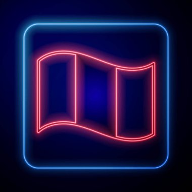 Parlayan neon rengi Fransa simgesi siyah arkaplanda izole edildi. Vektör