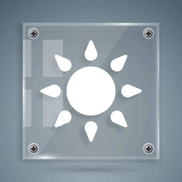 Значок Белое Солнце Выделен Сером Фоне Квадратные Стекла Вектор — стоковый вектор