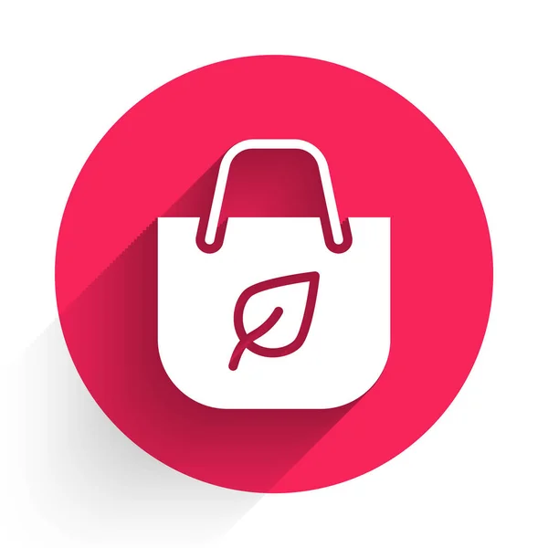 Bolsa Compras White Paper Con Icono Reciclaje Aislado Con Sombra — Archivo Imágenes Vectoriales