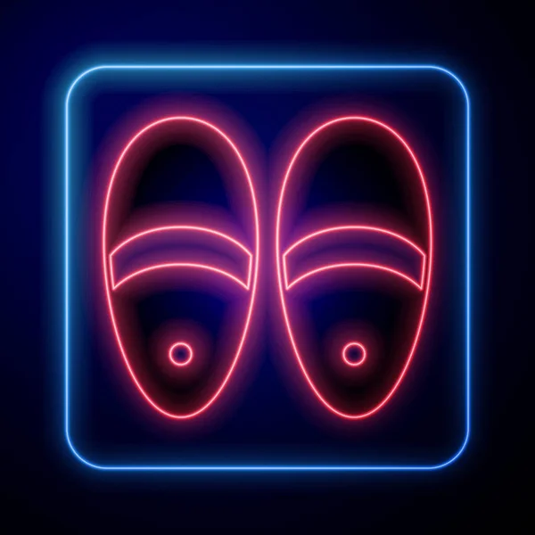 Φωτεινά Neon Slippers Εικονίδιο Απομονώνονται Μαύρο Φόντο Σαγιονάρες Διάνυσμα — Διανυσματικό Αρχείο